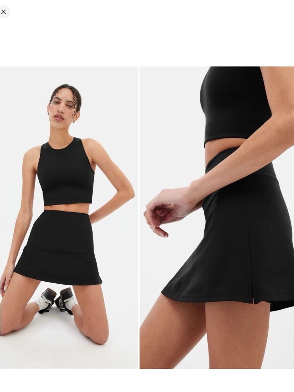 Girlfriend Collective Black Mini Skort Size Medium
